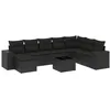 Image de vidaXL Salon de Jardin avec Coussins 9 pcs, Canapés de Terrasse, Ensemble de Meubles de Patio, Mobilier d'Extérieur, Noir Résine Tressée