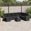 Image de vidaXL Salon de jardin 9 pcs avec coussins noir résine tressée