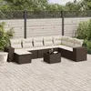 Image de vidaXL Salon de jardin avec coussins 9 pcs marron résine tressée