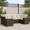 Image de vidaXL Salon de jardin avec coussins 6 pcs marron résine tressée