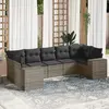 Image de vidaXL Salon de jardin avec coussins 7 pcs gris résine tressée