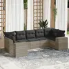 Image de vidaXL Salon de jardin avec coussins 7 pcs gris clair résine tressée