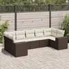 Image de vidaXL Salon de jardin avec coussins 7 pcs marron résine tressée