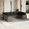 Image de vidaXL Salon de jardin 9 pcs avec coussins gris résine tressée