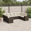 Image de vidaXL Salon de jardin avec coussins 9 pcs marron résine tressée