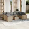 Image de vidaXL Salon de jardin avec coussins 10 pcs beige résine tressée