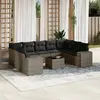 Image de vidaXL Salon de jardin avec coussins 10 pcs gris résine tressée