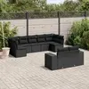 Image de vidaXL Salon de jardin 9 pcs avec coussins noir résine tressée