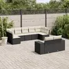 Image de vidaXL Salon de jardin 9 pcs avec coussins noir résine tressée