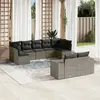 Image de vidaXL Salon de jardin 9 pcs avec coussins gris résine tressée