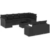 Image de vidaXL Salon de jardin 10 pcs avec coussins noir résine tressée