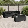 Image de vidaXL Salon de jardin 10 pcs avec coussins noir résine tressée