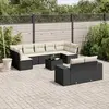 Image de vidaXL Salon de jardin 10 pcs avec coussins noir résine tressée