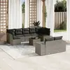 Image de vidaXL Salon de jardin avec coussins 10 pcs gris résine tressée