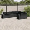 Image de vidaXL Salon de jardin 9 pcs avec coussins noir résine tressée