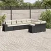 Image de vidaXL Salon de jardin 9 pcs avec coussins noir résine tressée