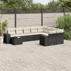 Image de vidaXL Salon de jardin 10 pcs avec coussins noir résine tressée