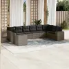 Image de vidaXL Salon de jardin avec coussins 10 pcs gris résine tressée
