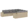 Image de vidaXL Salon de jardin avec coussins 10 pcs beige résine tressée