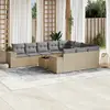 Image de vidaXL Salon de jardin 11 pcs avec coussins beige résine tressée