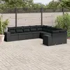Image de vidaXL Salon de jardin 10 pcs avec coussins noir résine tressée