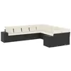 Image de vidaXL Salon de jardin 10 pcs avec coussins noir résine tressée