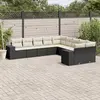 Image de vidaXL Salon de jardin 10 pcs avec coussins noir résine tressée
