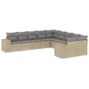 Image de vidaXL Salon de jardin avec coussins 10 pcs beige résine tressée