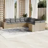 Image de vidaXL Salon de jardin avec coussins 10 pcs beige résine tressée
