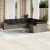 Image de vidaXL Salon de jardin avec coussins 10 pcs gris résine tressée