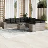 Image de vidaXL Salon de jardin 11 pcs avec coussins gris clair résine tressée