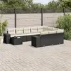 Image de vidaXL Salon de jardin 11 pcs avec coussins noir résine tressée
