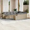 Image de vidaXL Salon de jardin 11 pcs avec coussins beige résine tressée