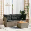 Image de vidaXL Salon de jardin 4 pcs avec coussins gris résine tressée