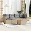 Image de vidaXL Salon de jardin avec coussins 5pcs mélange beige résine tressée