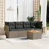 Image de vidaXL Salon de jardin 5 pcs avec coussins gris résine tressée