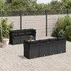 Image de vidaXL Salon de jardin 8 pcs avec coussins noir résine tressée