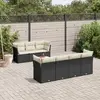 Image de vidaXL Salon de jardin 8 pcs avec coussins noir résine tressée