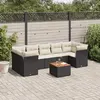 Image de vidaXL Salon de jardin 8 pcs avec coussins noir résine tressée