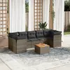 Image de vidaXL Salon de jardin 8 pcs avec coussins gris résine tressée