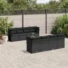 Image de vidaXL Salon de jardin 9 pcs avec coussins noir résine tressée