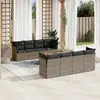 Image de vidaXL Salon de jardin 9 pcs avec coussins gris résine tressée