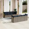Image de vidaXL Salon de jardin 9 pcs avec coussins gris résine tressée