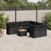 Image de vidaXL Salon de jardin 9 pcs avec coussins noir résine tressée