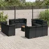 Image de vidaXL Salon de jardin avec coussins 13 pcs noir résine tressée