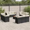 Image de vidaXL Salon de jardin avec coussins 13 pcs noir résine tressée