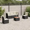Image de vidaXL Salon de jardin 6 pcs avec coussins noir résine tressée