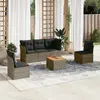 Image de vidaXL Salon de jardin 6 pcs avec coussins gris résine tressée