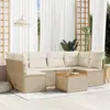 Image de vidaXL Salon de jardin avec coussins 7 pcs beige résine tressée
