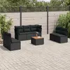 Image de vidaXL Salon de jardin 8 pcs avec coussins noir résine tressée